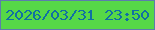 文字の大きさ：4、枠の色：5c7dac、背景の色：56d847、文字の色：1070a3 無料ブログパーツのブログ時計
