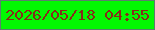 文字の大きさ：5、枠の色：5c7e6e、背景の色：02f802、文字の色：872b1a 無料ブログパーツのブログ時計