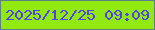 文字の大きさ：2、枠の色：5c808a、背景の色：92e90f、文字の色：513ff4 無料ブログパーツのブログ時計