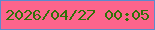 文字の大きさ：1、枠の色：5c8acd、背景の色：fd648c、文字の色：317108 無料ブログパーツのブログ時計
