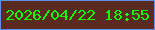 文字の大きさ：2、枠の色：5c93e9、背景の色：5a2920、文字の色：14fd08 無料ブログパーツのブログ時計