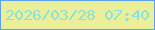 文字の大きさ：1、枠の色：5c9feb、背景の色：ecef99、文字の色：89e1de 無料ブログパーツのブログ時計