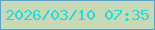文字の大きさ：4、枠の色：5ca0c8、背景の色：c7d9b7、文字の色：20dbda 無料ブログパーツのブログ時計