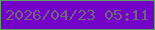 文字の大きさ：1、枠の色：5ca262、背景の色：7301c8、文字の色：70657f 無料ブログパーツのブログ時計