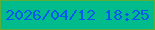 文字の大きさ：2、枠の色：5cae3a、背景の色：00bc8d、文字の色：0259ee 無料ブログパーツのブログ時計