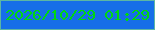 文字の大きさ：1、枠の色：5cb6a4、背景の色：166ee8、文字の色：00d811 無料ブログパーツのブログ時計