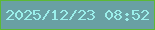 文字の大きさ：4、枠の色：5cb935、背景の色：69a0a3、文字の色：9befeb 無料ブログパーツのブログ時計