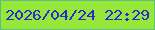 文字の大きさ：5、枠の色：5cbe81、背景の色：97e73b、文字の色：2a2ad2 無料ブログパーツのブログ時計