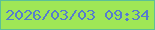 文字の大きさ：2、枠の色：5cc096、背景の色：9fe756、文字の色：567dcd 無料ブログパーツのブログ時計