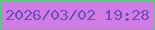 文字の大きさ：2、枠の色：5cc385、背景の色：cf7ce5、文字の色：6f4bbc 無料ブログパーツのブログ時計