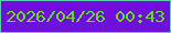 文字の大きさ：2、枠の色：5ccaae、背景の色：6f0fdb、文字の色：68db23 無料ブログパーツのブログ時計