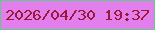 文字の大きさ：4、枠の色：5ccc89、背景の色：e27fed、文字の色：9a1935 無料ブログパーツのブログ時計