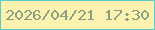 文字の大きさ：1、枠の色：5ccccb、背景の色：fbf2af、文字の色：8aa083 無料ブログパーツのブログ時計