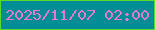 文字の大きさ：4、枠の色：5cd92b、背景の色：008d96、文字の色：e57ad0 無料ブログパーツのブログ時計