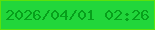 文字の大きさ：3、枠の色：5ce10b、背景の色：21d63b、文字の色：07a01b 無料ブログパーツのブログ時計