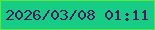 文字の大きさ：2、枠の色：5ce640、背景の色：17cc84、文字の色：4d1c5f 無料ブログパーツのブログ時計