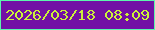 文字の大きさ：3、枠の色：5cf5ad、背景の色：7210a5、文字の色：cbf23a 無料ブログパーツのブログ時計