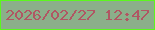 文字の大きさ：2、枠の色：5cf71e、背景の色：8baf8a、文字の色：b05663 無料ブログパーツのブログ時計