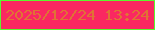 文字の大きさ：4、枠の色：5cf72e、背景の色：fa2861、文字の色：df7334 無料ブログパーツのブログ時計