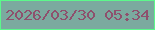 文字の大きさ：1、枠の色：5cf88b、背景の色：7baa9f、文字の色：8e506d 無料ブログパーツのブログ時計