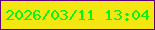 文字の大きさ：2、枠の色：5d007c、背景の色：f3e611、文字の色：07f317 無料ブログパーツのブログ時計