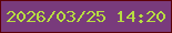 文字の大きさ：5、枠の色：5d0108、背景の色：793b7c、文字の色：b7dd41 無料ブログパーツのブログ時計
