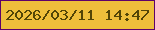 文字の大きさ：5、枠の色：5d026a、背景の色：eebf3b、文字の色：524506 無料ブログパーツのブログ時計