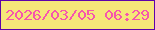 文字の大きさ：2、枠の色：5d03ab、背景の色：f5e779、文字の色：f656ad 無料ブログパーツのブログ時計