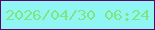 文字の大きさ：2、枠の色：5d0469、背景の色：8ff6f3、文字の色：80e581 無料ブログパーツのブログ時計