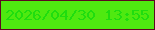 文字の大きさ：2、枠の色：5d0721、背景の色：4fe910、文字の色：1fdd0f 無料ブログパーツのブログ時計