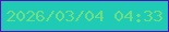 文字の大きさ：3、枠の色：5d0abd、背景の色：20cbb5、文字の色：6cde84 無料ブログパーツのブログ時計