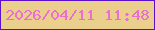 文字の大きさ：4、枠の色：5d10cb、背景の色：ebcf8d、文字の色：eb6fd2 無料ブログパーツのブログ時計