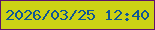 文字の大きさ：3、枠の色：5d126c、背景の色：ccd215、文字の色：0f5795 無料ブログパーツのブログ時計