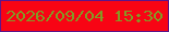文字の大きさ：1、枠の色：5d158a、背景の色：f80414、文字の色：849924 無料ブログパーツのブログ時計