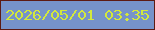 文字の大きさ：1、枠の色：5d1b12、背景の色：7693c9、文字の色：d3e83c 無料ブログパーツのブログ時計