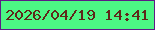 文字の大きさ：5、枠の色：5d1b86、背景の色：4cf784、文字の色：5f2719 無料ブログパーツのブログ時計