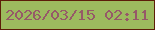 文字の大きさ：2、枠の色：5d1d08、背景の色：9dba5e、文字の色：965968 無料ブログパーツのブログ時計