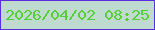 文字の大きさ：4、枠の色：5d2cdf、背景の色：bfdbcf、文字の色：56cf37 無料ブログパーツのブログ時計