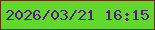文字の大きさ：2、枠の色：5d3405、背景の色：62d72c、文字の色：561a82 無料ブログパーツのブログ時計