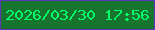 文字の大きさ：4、枠の色：5d35bb、背景の色：17742e、文字の色：00ff69 無料ブログパーツのブログ時計