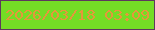 文字の大きさ：3、枠の色：5d395d、背景の色：74dd25、文字の色：e5973b 無料ブログパーツのブログ時計