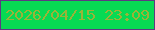 文字の大きさ：3、枠の色：5d3a82、背景の色：07da53、文字の色：9ab338 無料ブログパーツのブログ時計