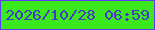 文字の大きさ：2、枠の色：5d3cfa、背景の色：3ae81d、文字の色：453ac7 無料ブログパーツのブログ時計