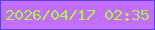 文字の大きさ：2、枠の色：5d44d8、背景の色：c46efe、文字の色：b0f04d 無料ブログパーツのブログ時計