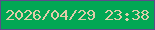 文字の大きさ：2、枠の色：5d4b8b、背景の色：02a754、文字の色：dfcca9 無料ブログパーツのブログ時計