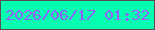 文字の大きさ：5、枠の色：5d4c4f、背景の色：03ffb0、文字の色：925cfe 無料ブログパーツのブログ時計
