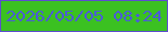 文字の大きさ：5、枠の色：5d4dcf、背景の色：3bc121、文字の色：4b5cd5 無料ブログパーツのブログ時計