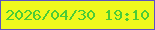 文字の大きさ：2、枠の色：5d51c3、背景の色：f0f81d、文字の色：4ccc36 無料ブログパーツのブログ時計