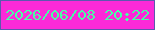 文字の大きさ：5、枠の色：5d58ae、背景の色：fb2ad8、文字の色：48fea6 無料ブログパーツのブログ時計