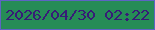 文字の大きさ：1、枠の色：5d64c3、背景の色：268c56、文字の色：371c77 無料ブログパーツのブログ時計